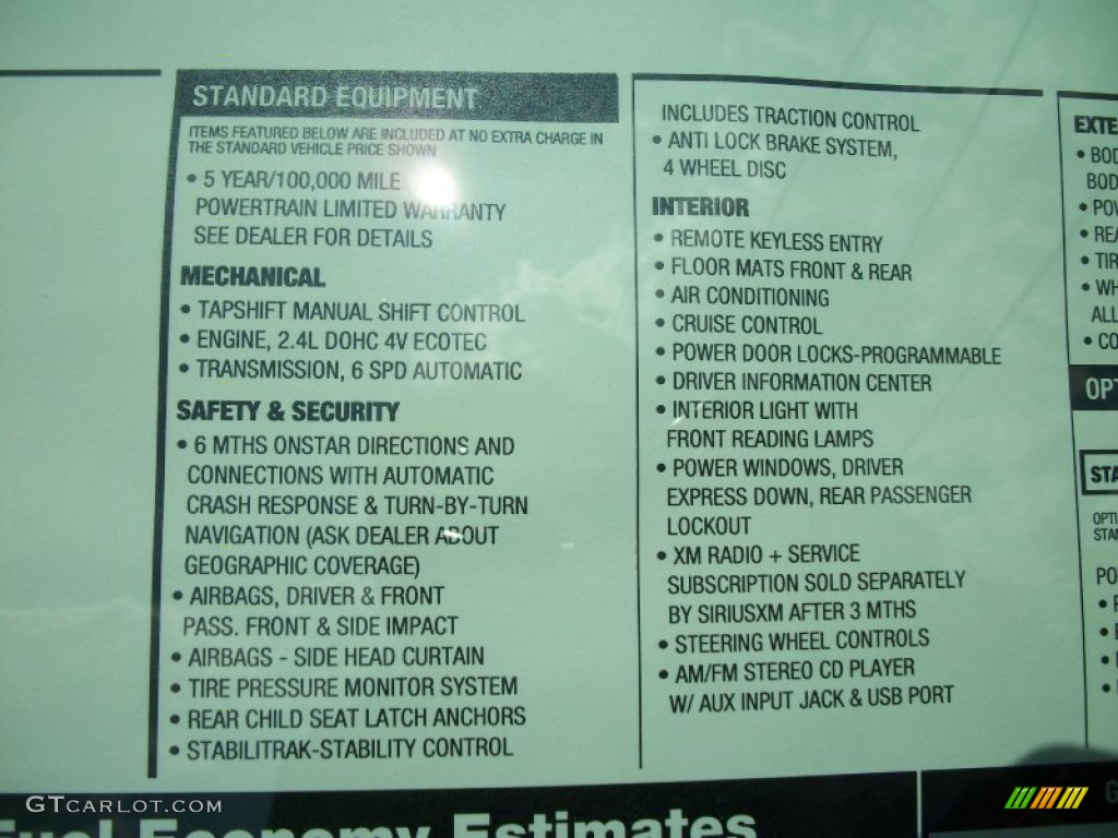 2012 Chevrolet Malibu LT Window Sticker Photo #51654274