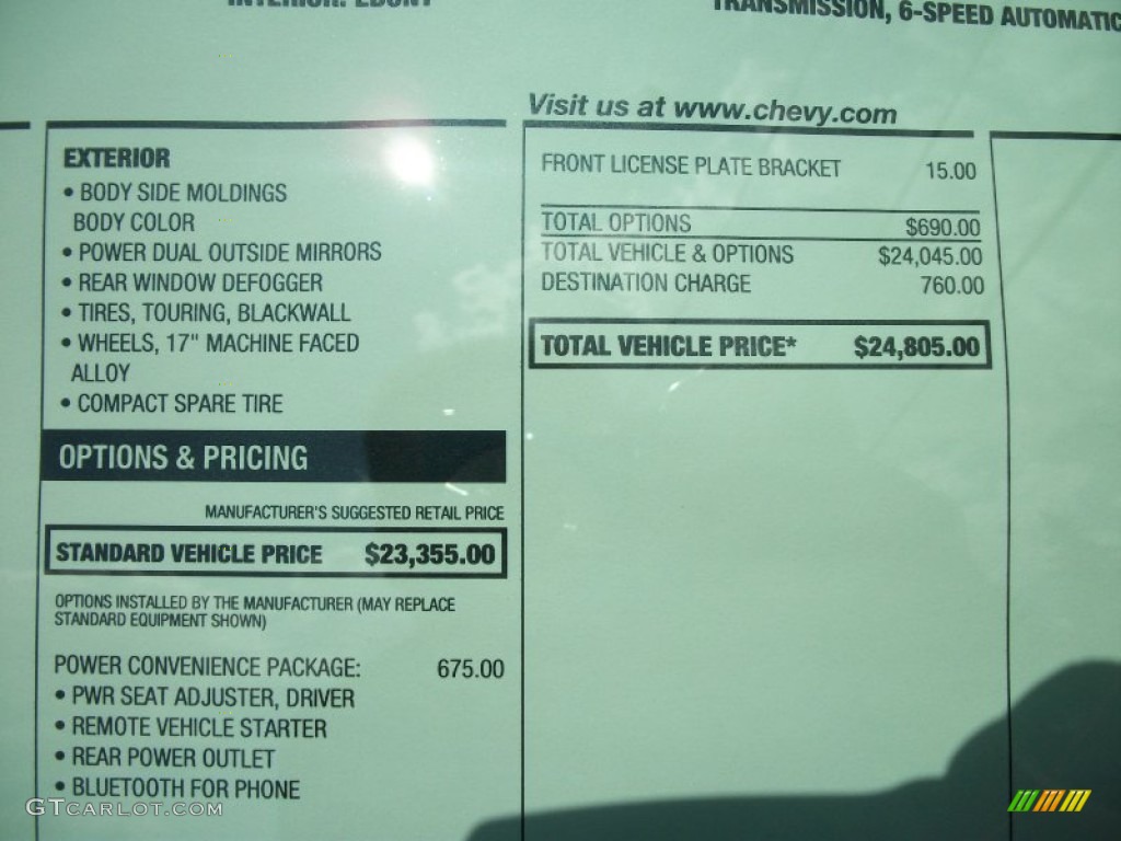2012 Chevrolet Malibu LT Window Sticker Photo #51654292