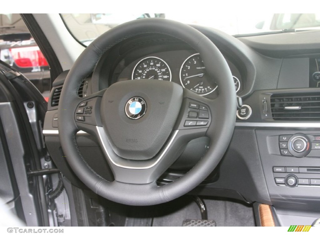 2011 BMW X3 xDrive 35i Black Steering Wheel Photo #51657940