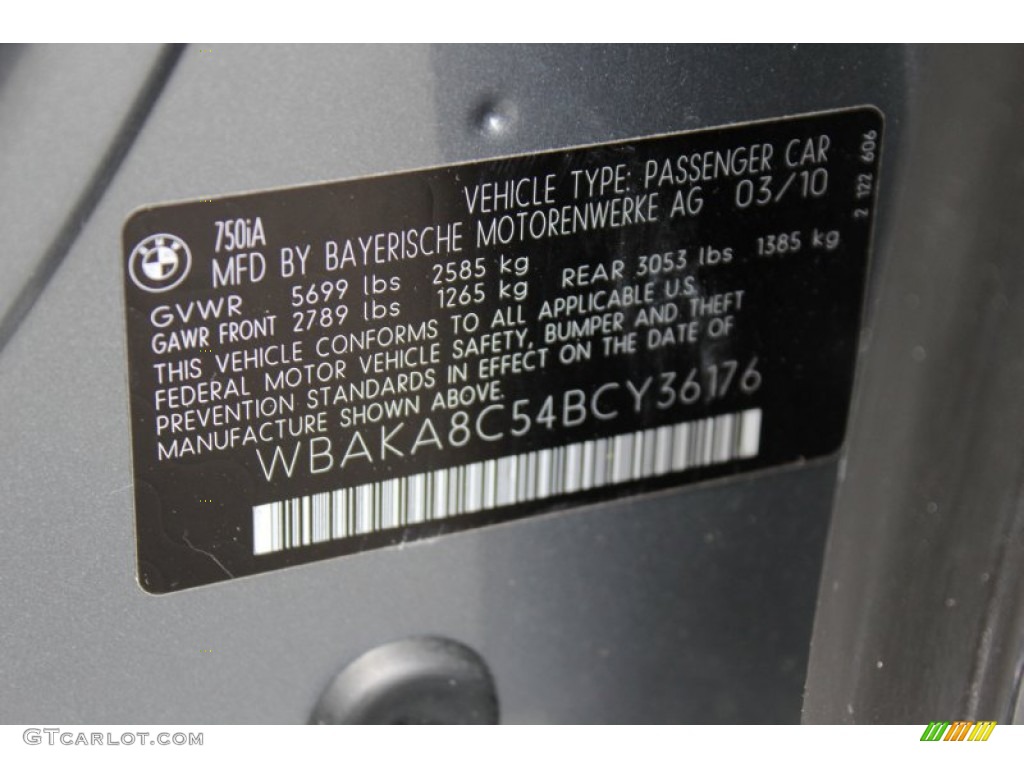 2011 BMW 7 Series 750i Sedan Info Tag Photo #51658135