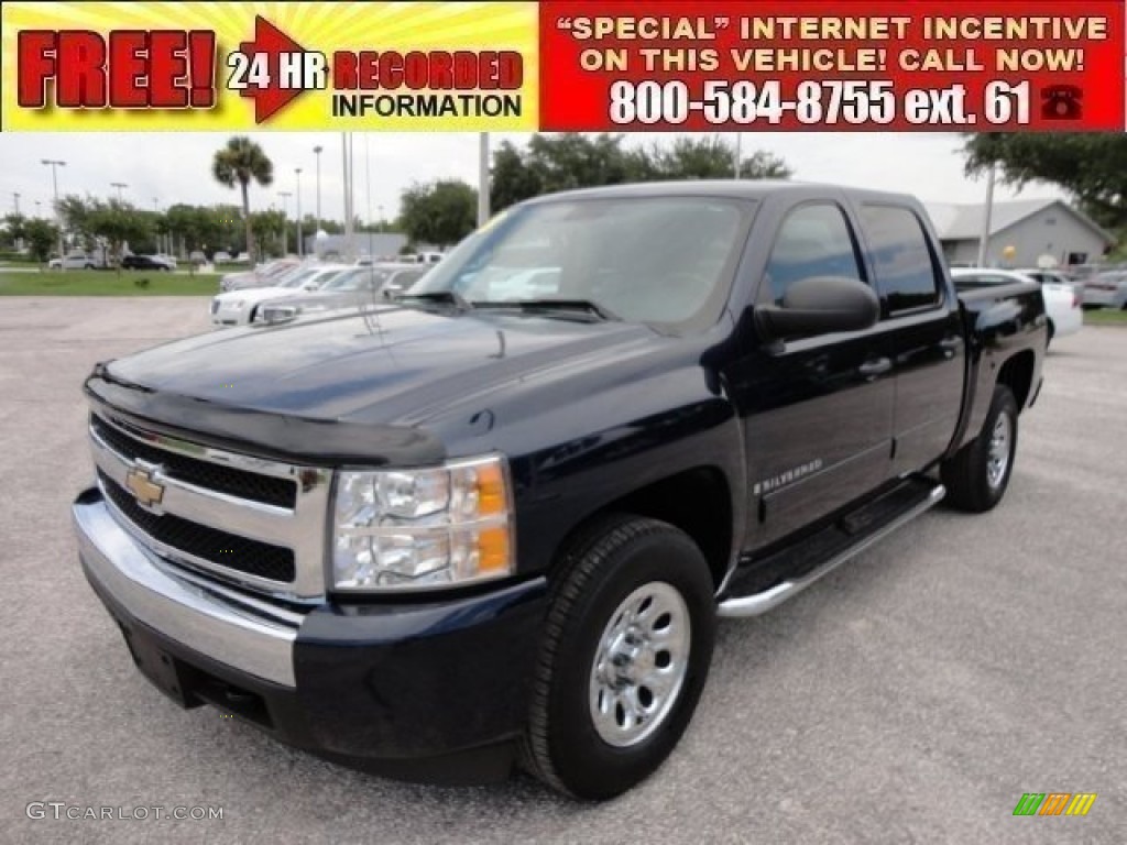 2008 Silverado 1500 LS Crew Cab 4x4 - Dark Blue Metallic / Light Titanium/Ebony Accents photo #1