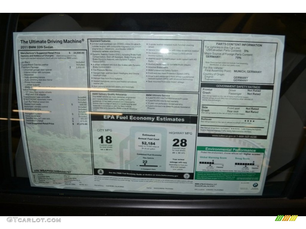 2011 3 Series 328i Sedan - Jet Black / Oyster/Black Dakota Leather photo #5