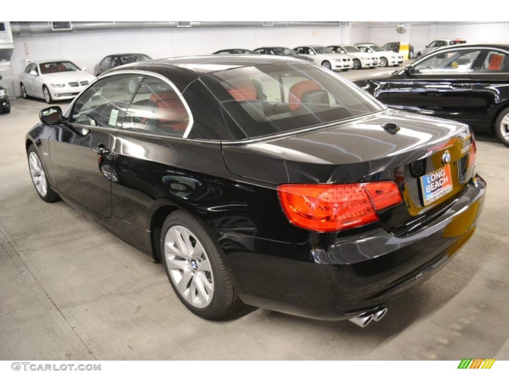 2011 3 Series 328i Convertible - Jet Black / Coral Red/Black Dakota Leather photo #4