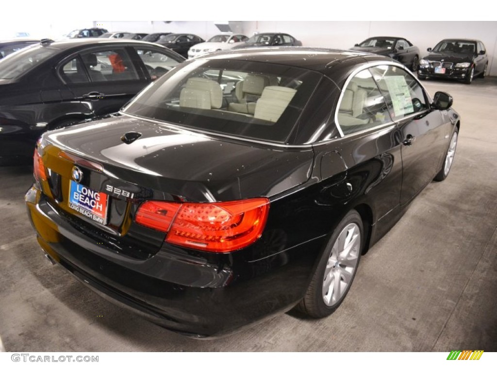 2011 3 Series 328i Convertible - Jet Black / Oyster/Black Dakota Leather photo #2