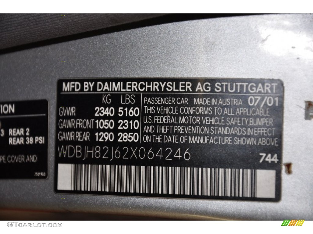 2002 E Color Code 744 for Brilliant Silver Metallic Photo #51664753