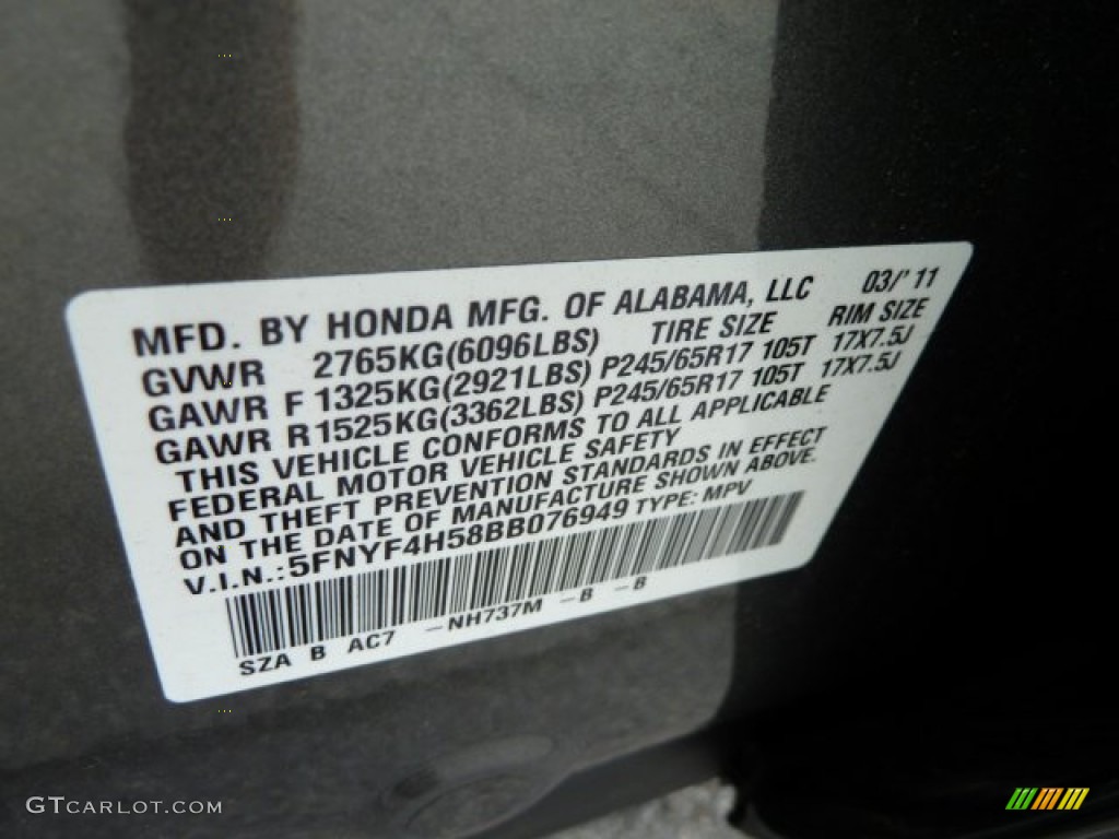2011 Pilot Color Code NH737M for Polished Metal Metallic Photo #51669082