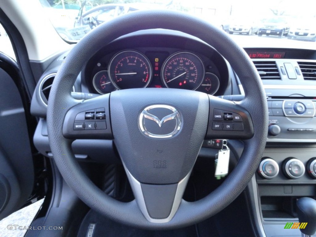 2011 Mazda MAZDA6 i Sport Sedan Black Steering Wheel Photo #51670587