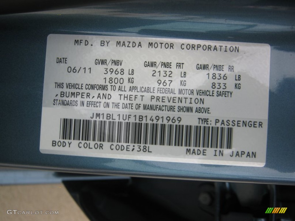 2011 MAZDA3 Color Code 38L for Gunmetal Blue Mica Photo #51671727