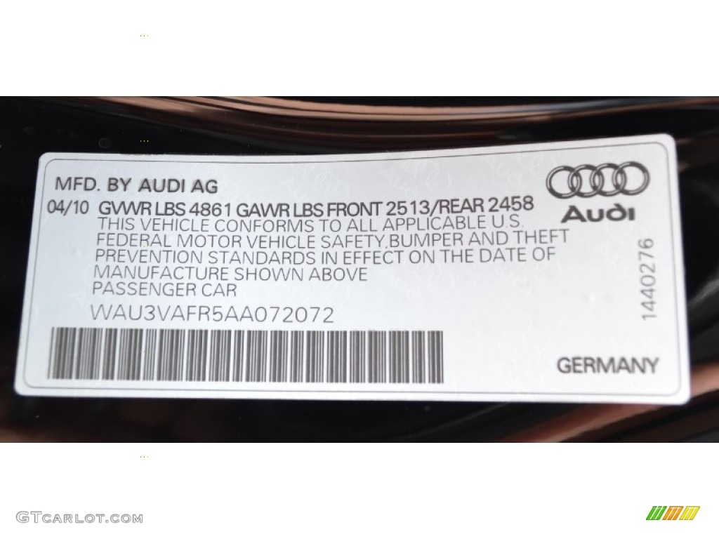 2010 Audi S5 4.2 FSI quattro Coupe Info Tag Photo #51674106