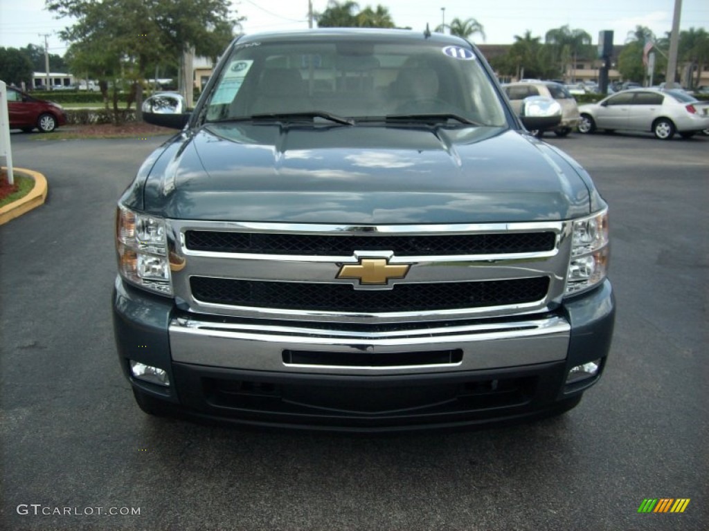 2011 Silverado 1500 LT Extended Cab - Blue Granite Metallic / Light Titanium/Ebony photo #2