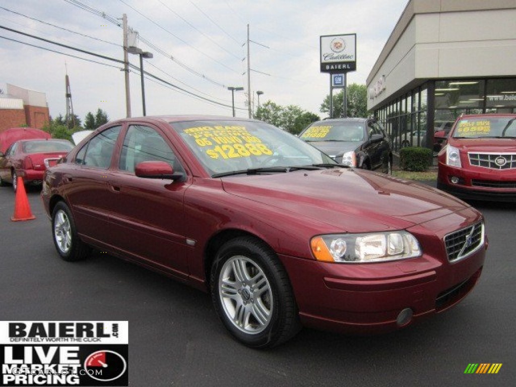 2005 S60 2.5T - Ruby Red Metallic / Taupe/Light Taupe photo #1