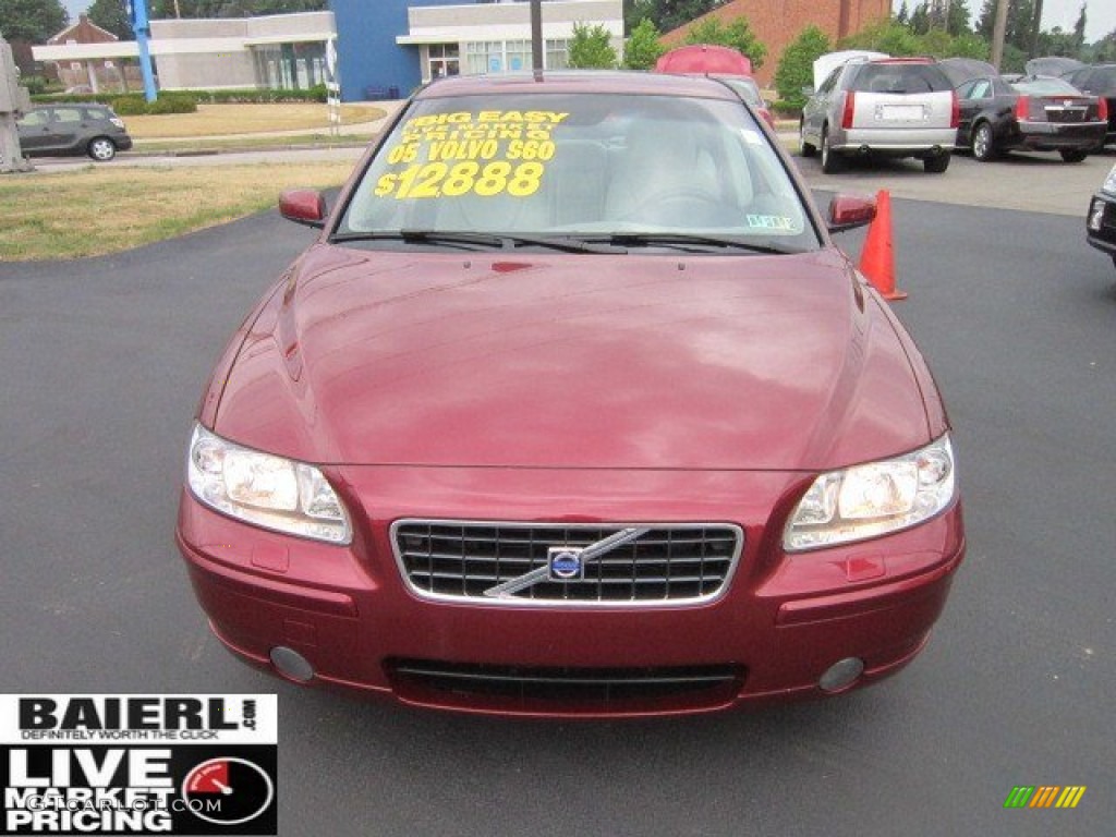 2005 S60 2.5T - Ruby Red Metallic / Taupe/Light Taupe photo #2