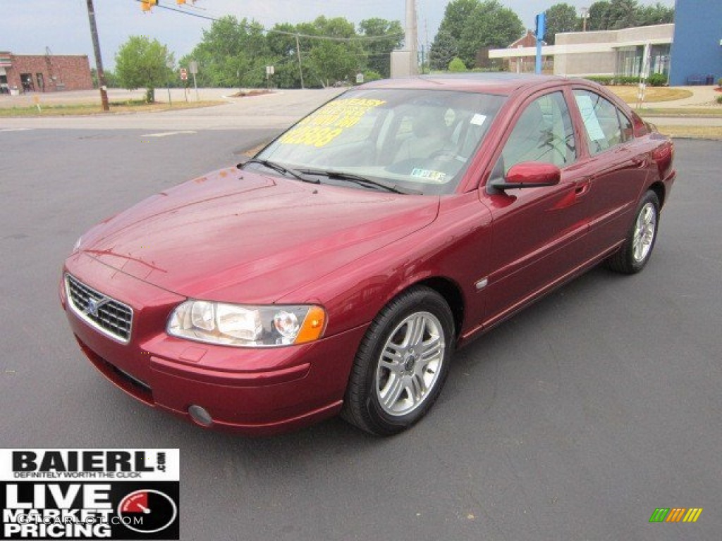 2005 S60 2.5T - Ruby Red Metallic / Taupe/Light Taupe photo #3