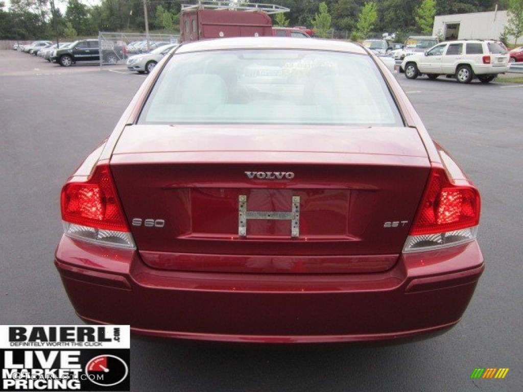 2005 S60 2.5T - Ruby Red Metallic / Taupe/Light Taupe photo #6