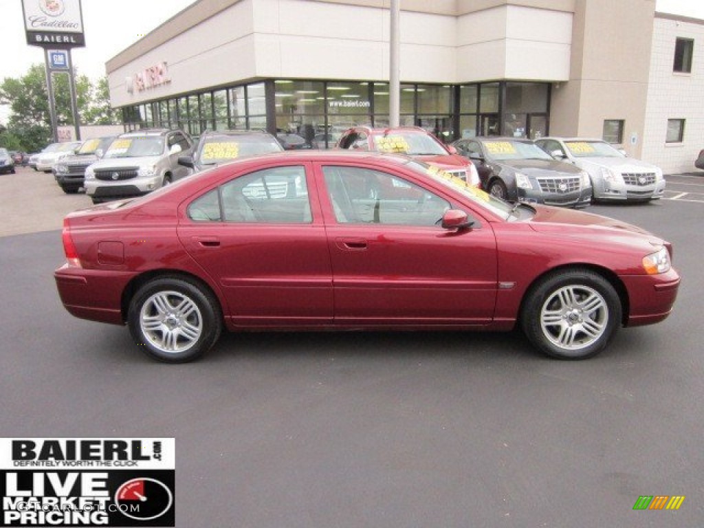 2005 S60 2.5T - Ruby Red Metallic / Taupe/Light Taupe photo #8