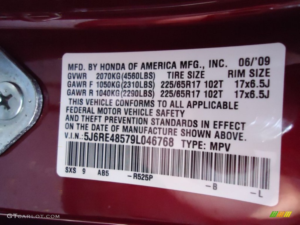 2009 CR-V EX 4WD - Tango Red Pearl / Gray photo #43