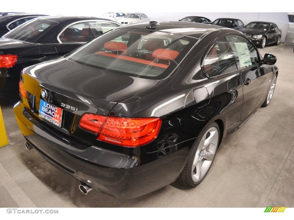 2011 3 Series 335i Coupe - Black Sapphire Metallic / Coral Red/Black Dakota Leather photo #4