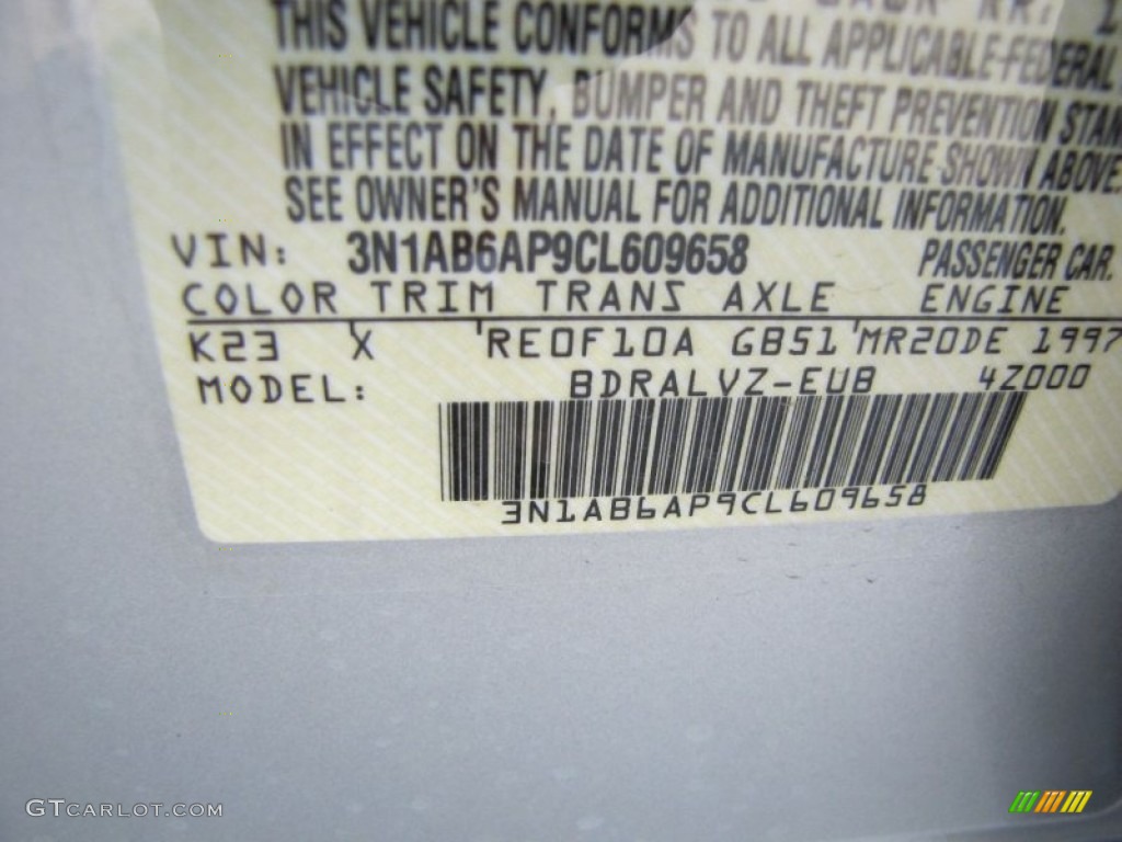 2012 Sentra Color Code K23 for Brilliant Silver Metallic Photo #51703069