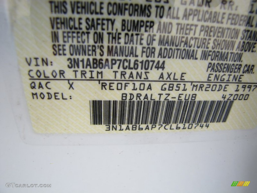 2012 Sentra Color Code QAC for Aspen White Photo #51703309