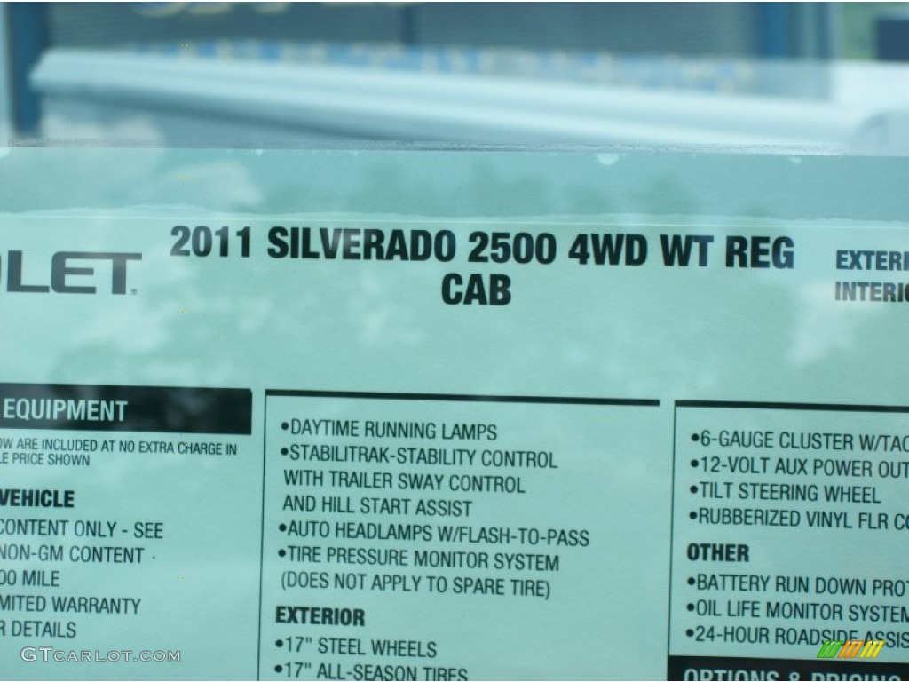 2011 Chevrolet Silverado 2500HD Regular Cab 4x4 Chassis Window Sticker Photo #51706147
