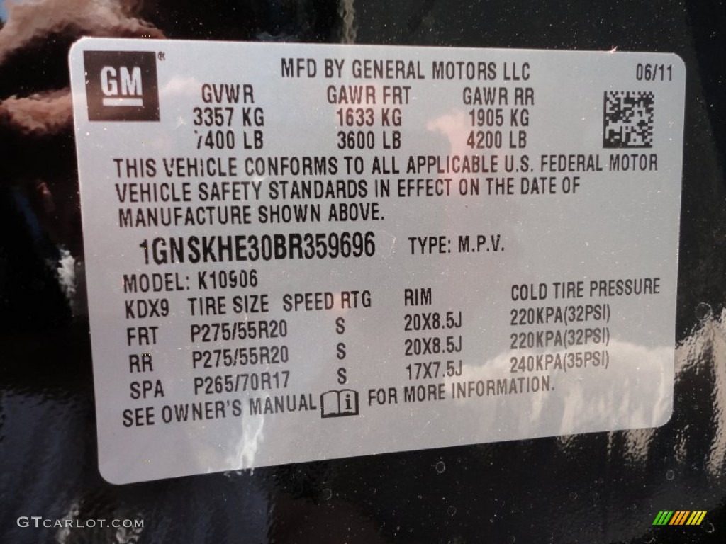 2011 Chevrolet Suburban LS 4x4 Info Tag Photo #51706852