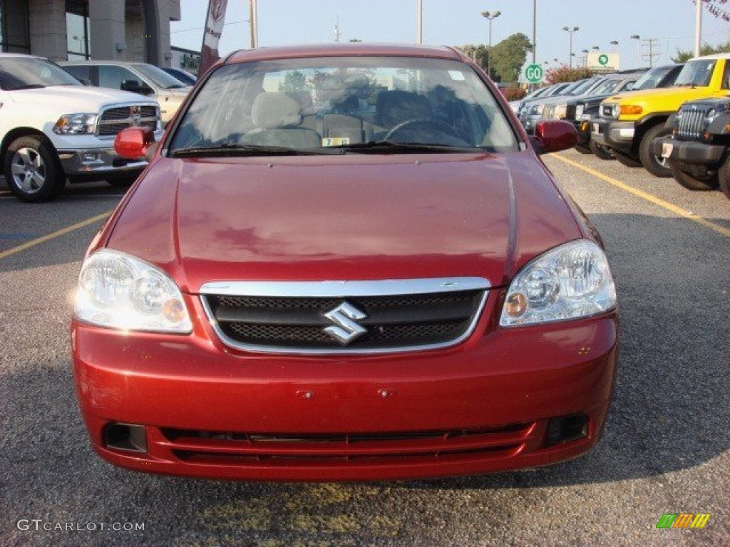 2006 Forenza Sedan - Fusion Red Metallic / Grey photo #6