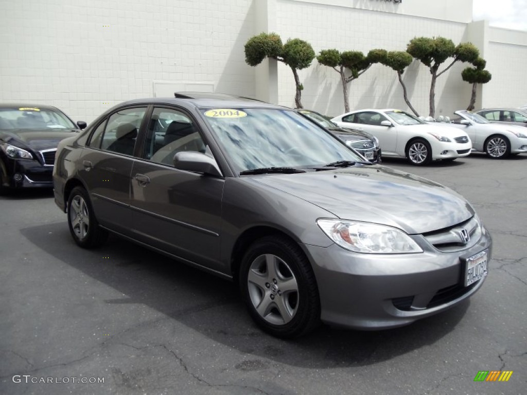 2004 Civic EX Sedan - Magnesium Metallic / Gray photo #3