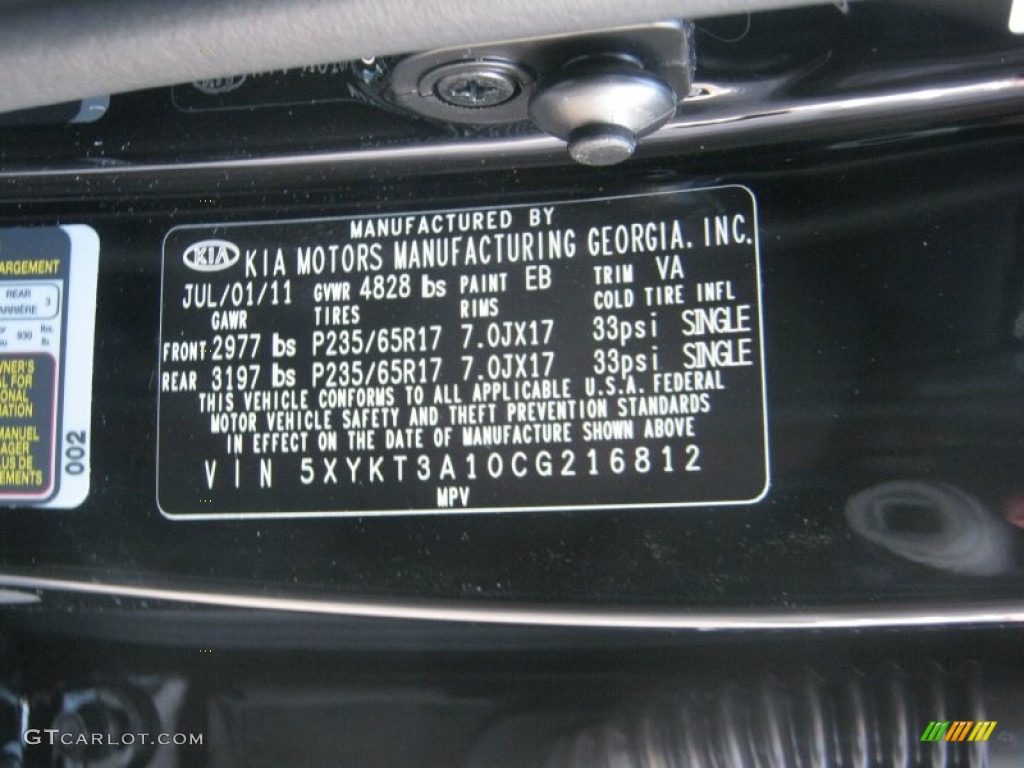 2012 Sorento Color Code EB for Ebony Black Photo #51715432