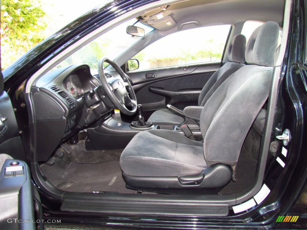 Black Interior 2002 Honda Civic LX Coupe Photo #51716344