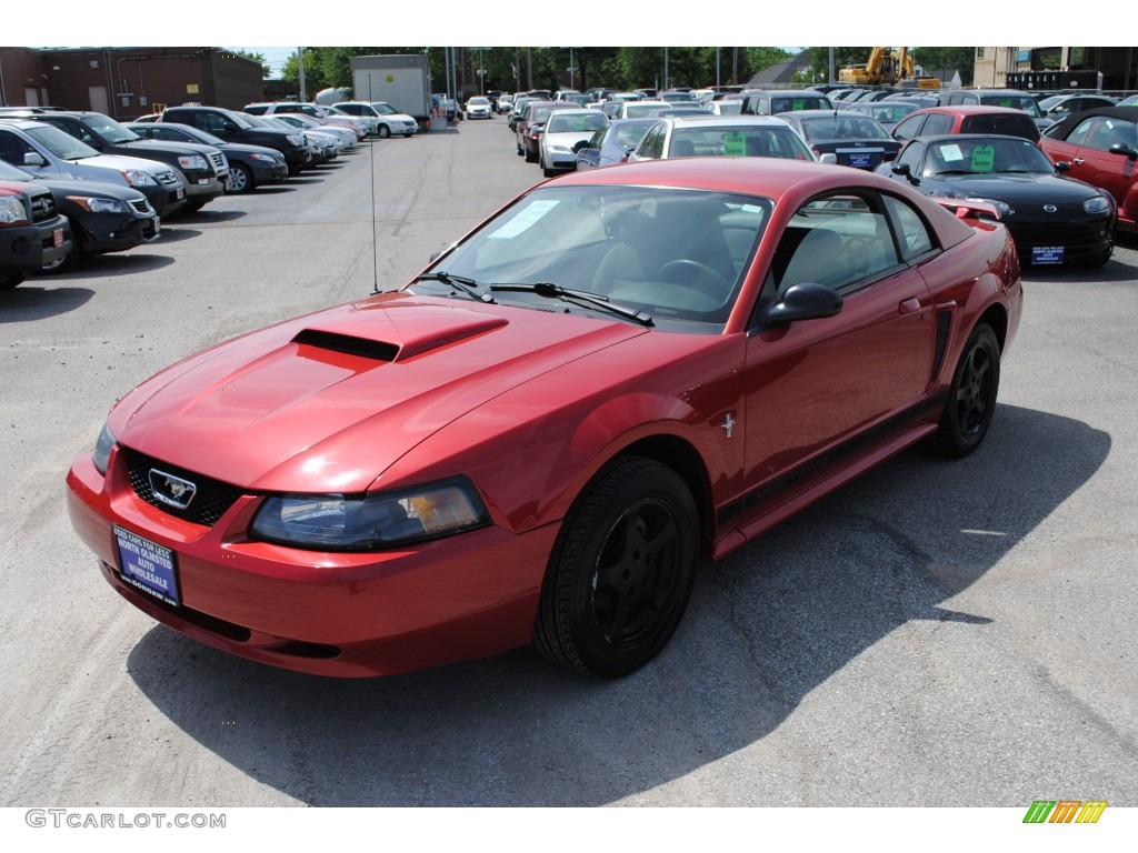 2002 Mustang V6 Coupe - Laser Red Metallic / Dark Charcoal photo #2