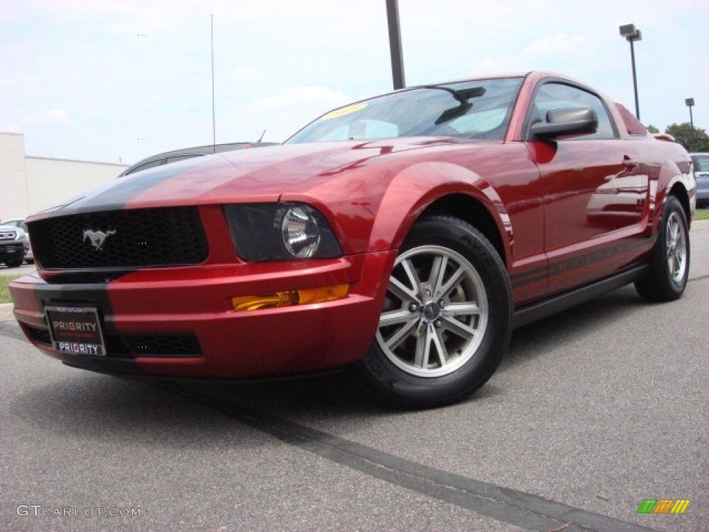 2005 Mustang V6 Premium Coupe - Redfire Metallic / Red Leather photo #1