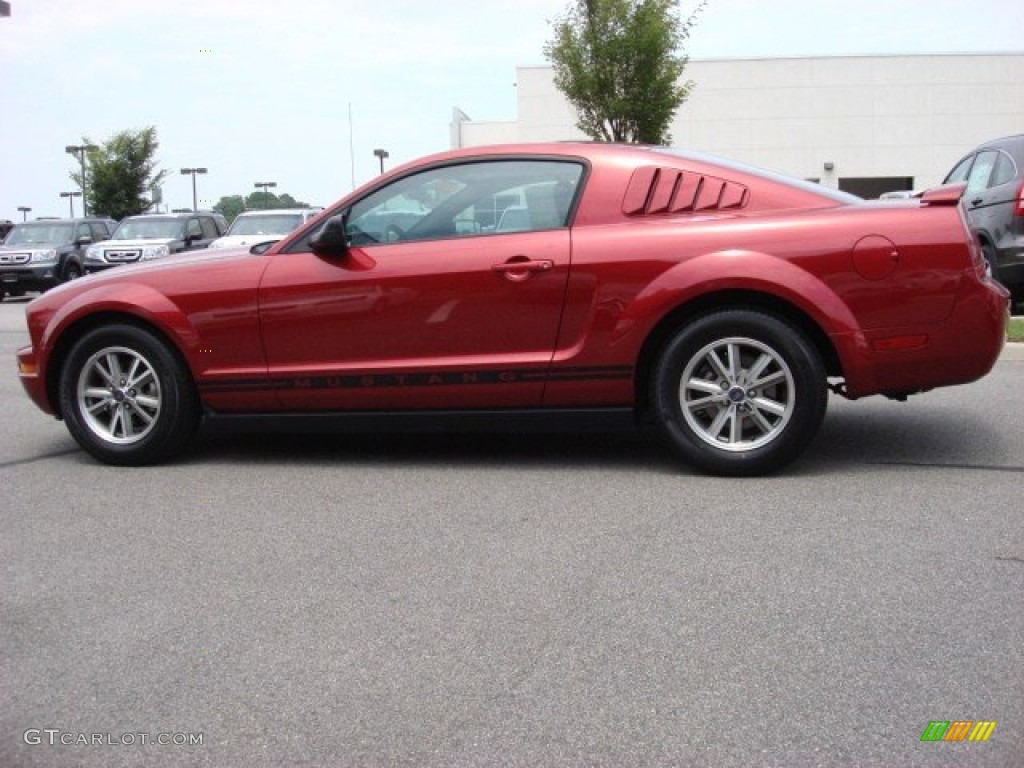 2005 Mustang V6 Premium Coupe - Redfire Metallic / Red Leather photo #3