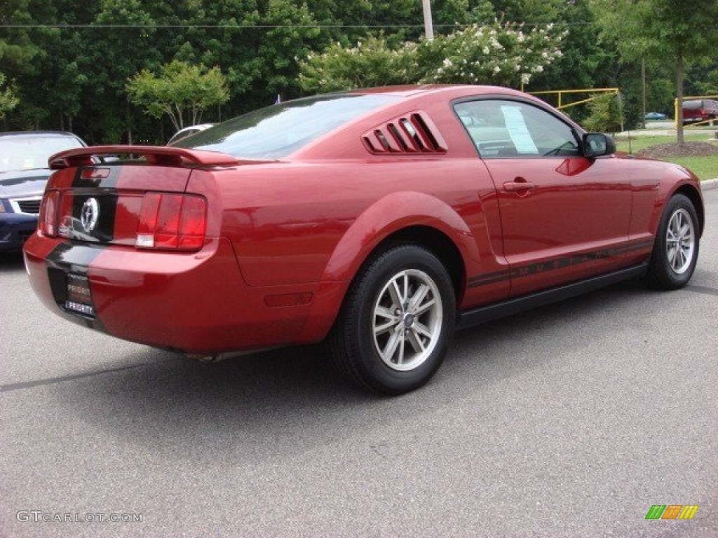 2005 Mustang V6 Premium Coupe - Redfire Metallic / Red Leather photo #5