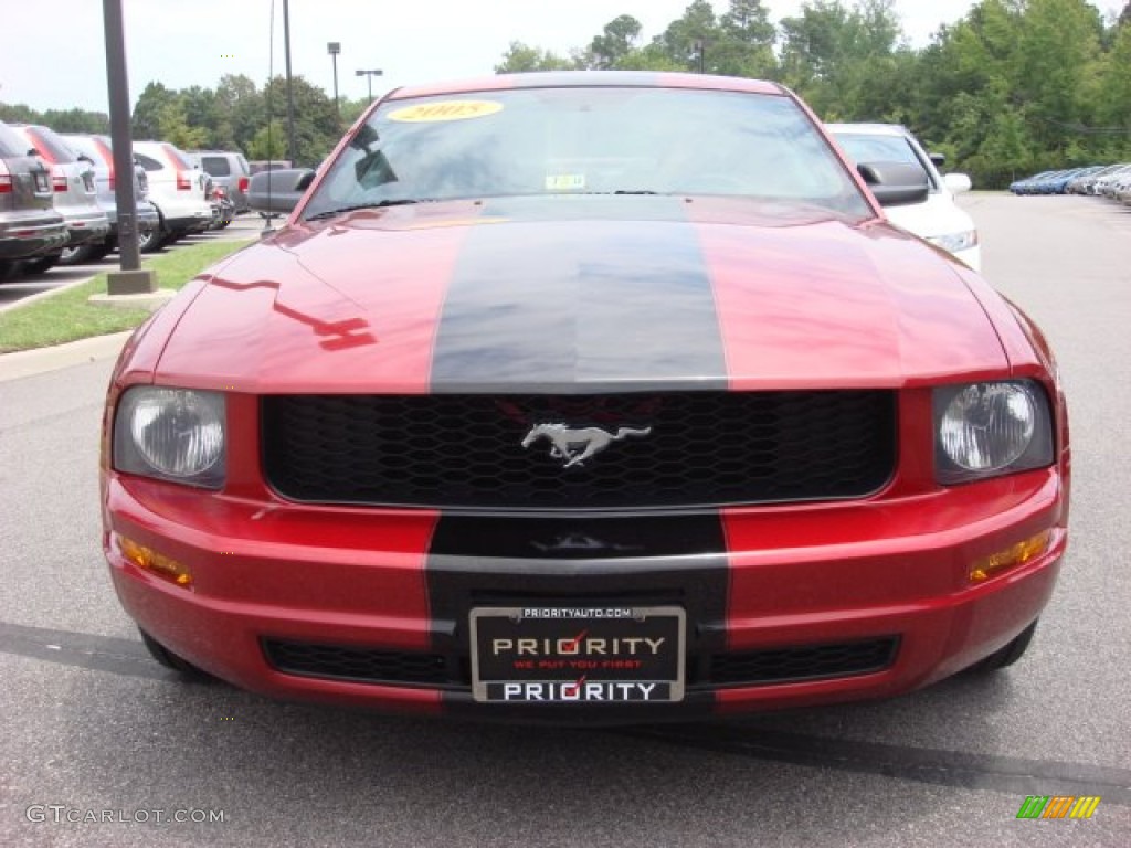 2005 Mustang V6 Premium Coupe - Redfire Metallic / Red Leather photo #8