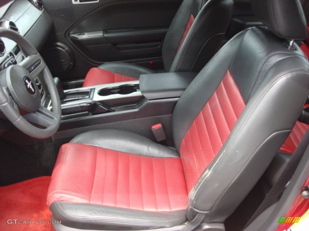 Red Leather Interior 2005 Ford Mustang V6 Premium Coupe Photo #51727876