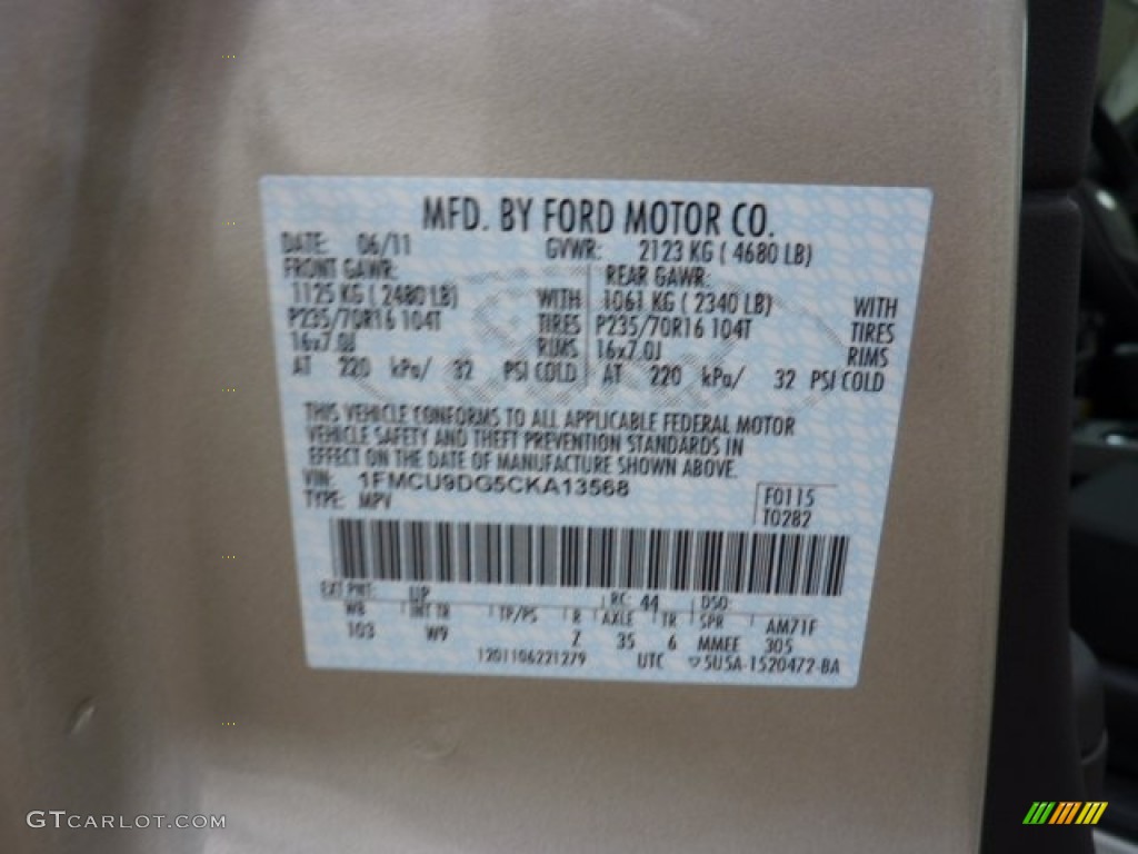 2012 Escape Color Code UP for Gold Leaf Metallic Photo #51738421