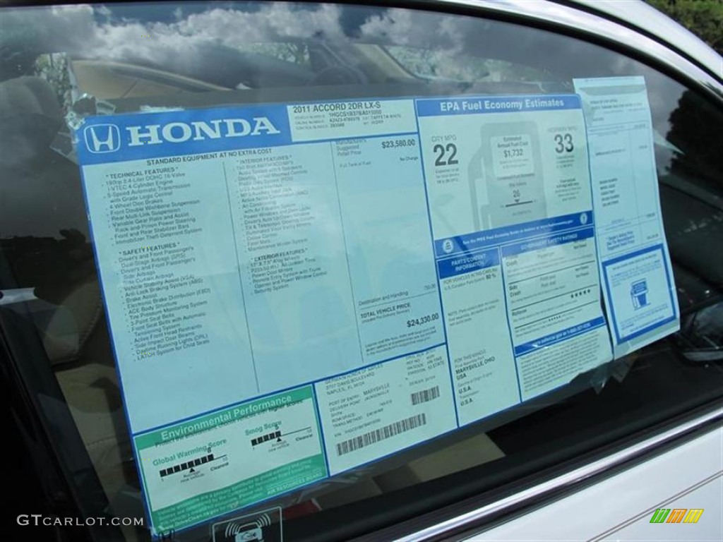 2011 Honda Accord LX-S Coupe Window Sticker Photos