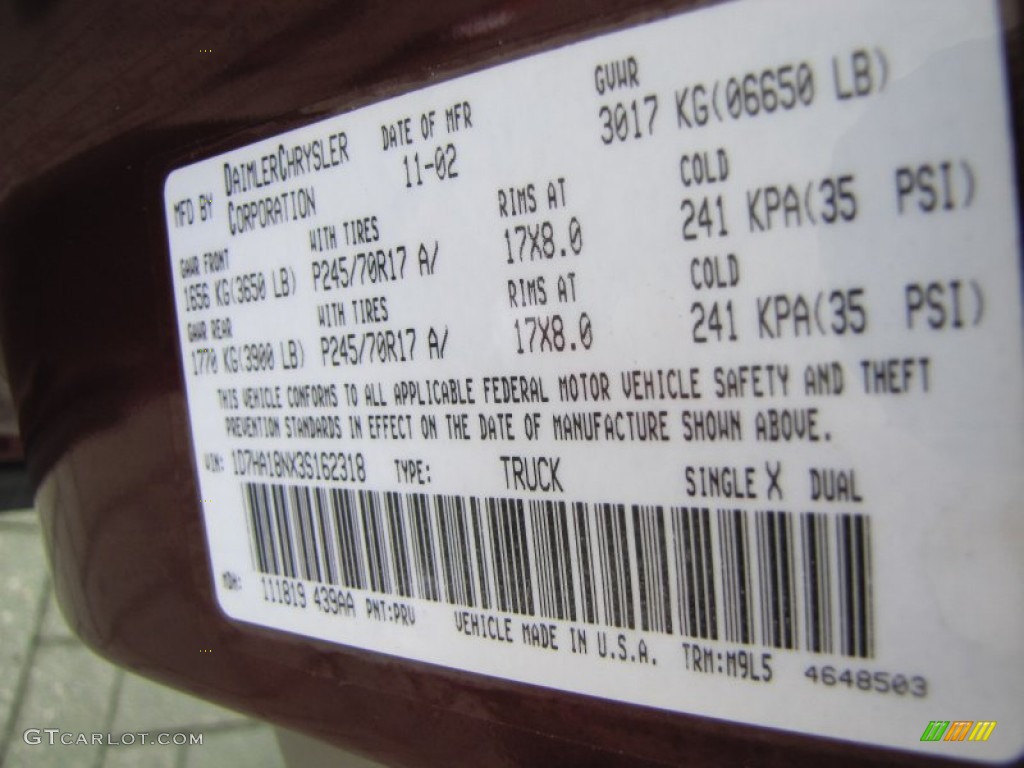 2003 Ram 1500 SLT Quad Cab - Dark Garnet Red Pearl / Dark Slate Gray photo #29