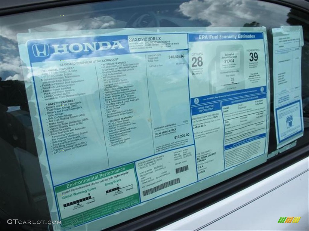 2012 Honda Civic LX Coupe Window Sticker Photo #51740230