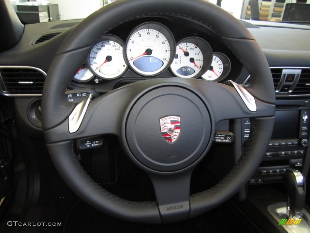 2012 Porsche 911 Carrera S Cabriolet Black Steering Wheel Photo #51755641