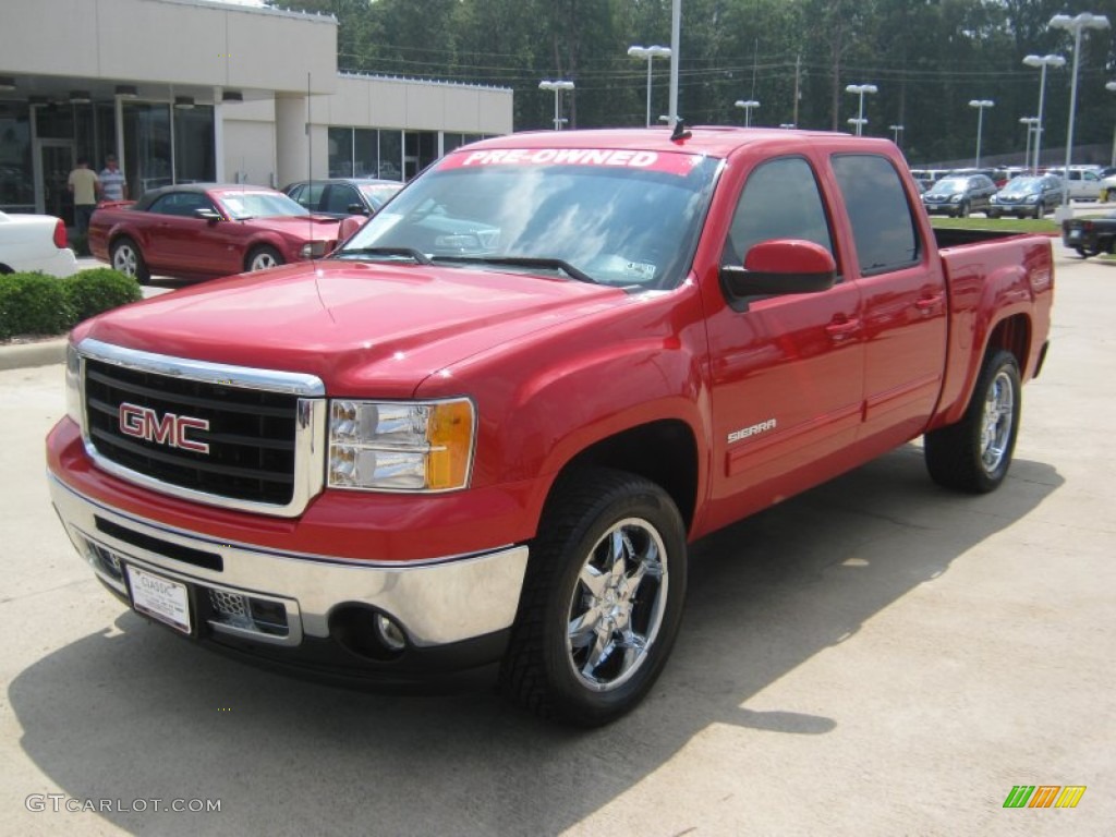 2010 Sierra 1500 SLT Crew Cab - Fire Red / Very Dark Cashmere/Light Cashmere photo #1