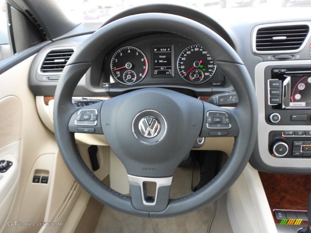 2012 Volkswagen Eos Lux Cornsilk Beige Steering Wheel Photo #51760876