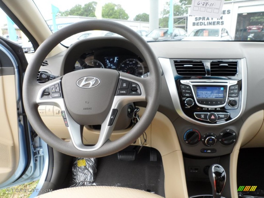 2012 Hyundai Accent GLS 4 Door Beige Dashboard Photo #51763003