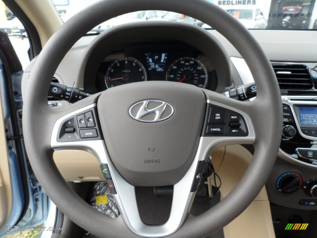 2012 Hyundai Accent GLS 4 Door Beige Steering Wheel Photo #51763111