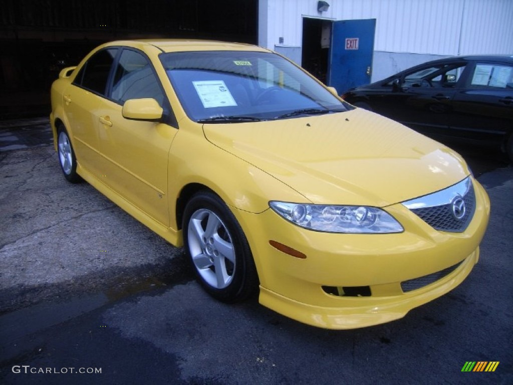 2003 MAZDA6 s Sedan - Speed Yellow / Black photo #1