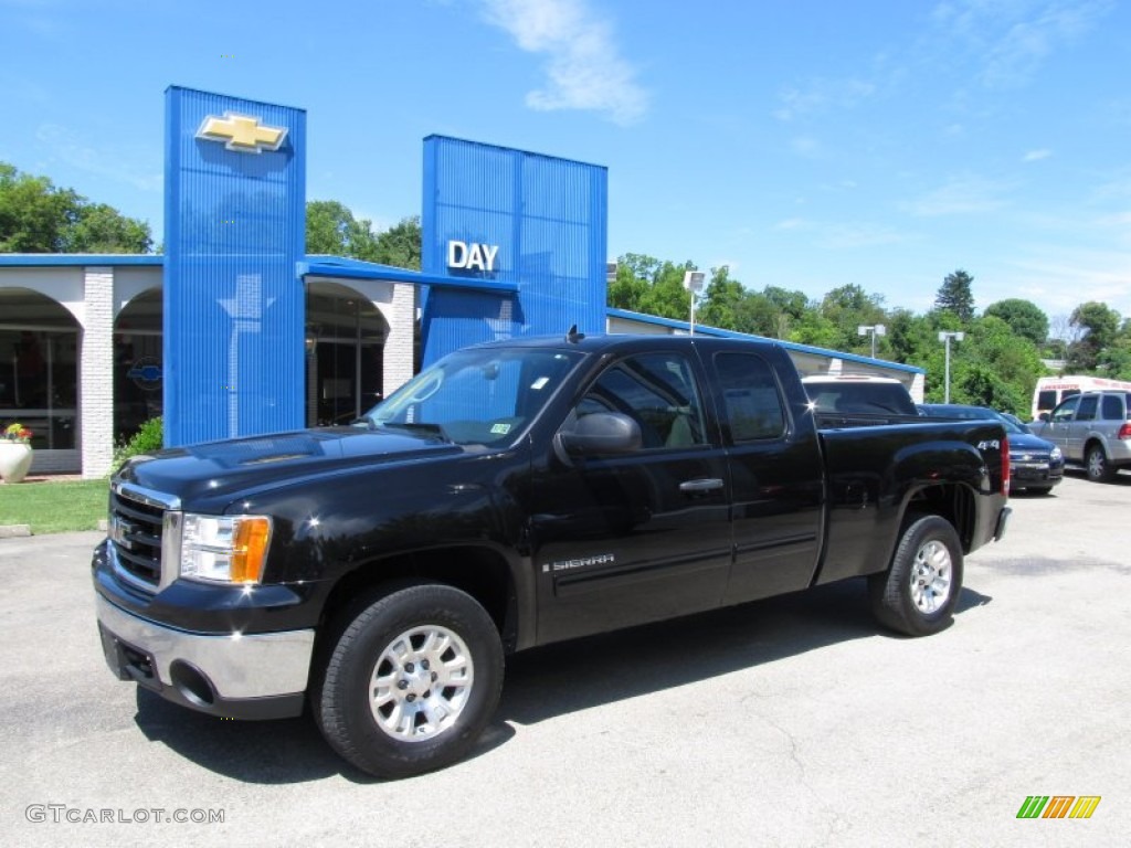 2008 Sierra 1500 SLE Extended Cab 4x4 - Onyx Black / Light Titanium photo #1