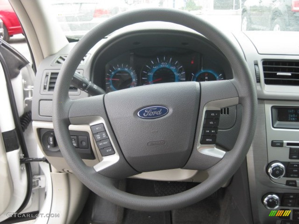 2012 Ford Fusion S Medium Light Stone Steering Wheel Photo #51781355