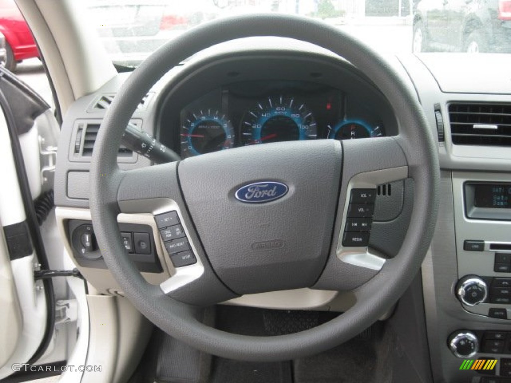 2012 Ford Fusion SE V6 Medium Light Stone Steering Wheel Photo #51781582