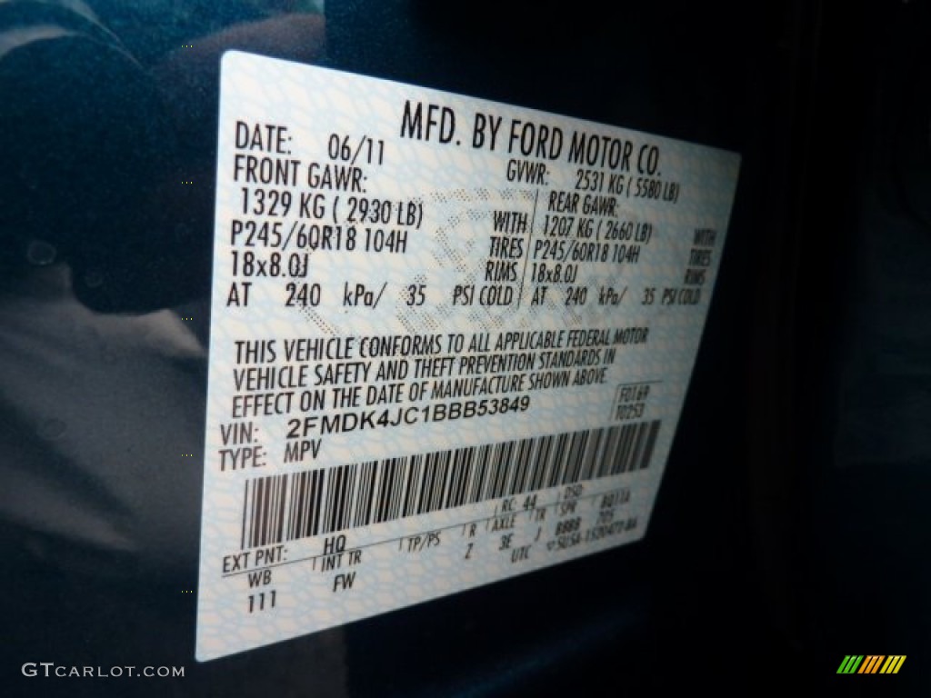 2011 Edge Color Code HQ for Mediterranean Blue Metallic Photo #51791633
