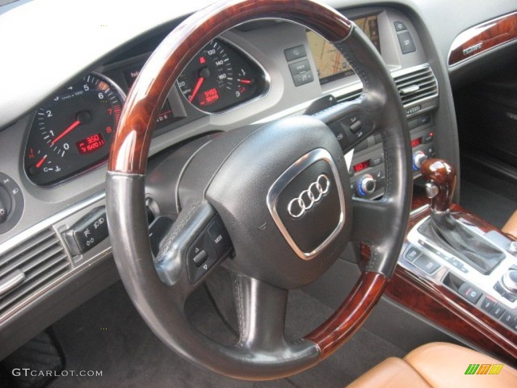 2006 Audi A6 3.2 quattro Avant Amaretto Steering Wheel Photo #51792473
